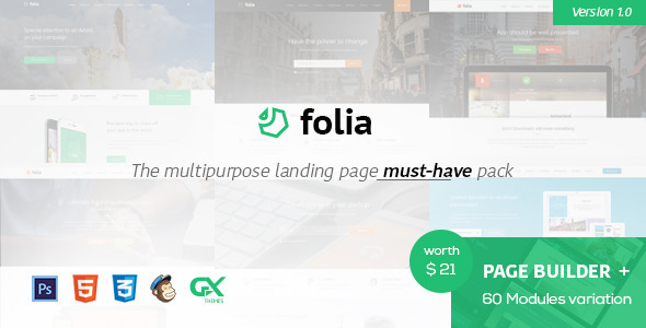 Folia 着陆页 HTML5模板-蟹程序