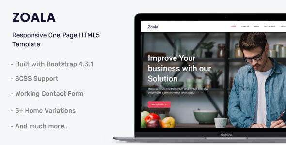 Zoala – 简约创意单页网站HTML5模板-蟹程序
