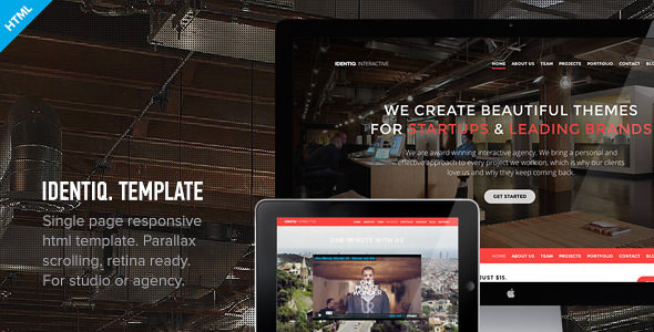 Identiq v1.0.1 – 单页视差HTML模板-蟹程序