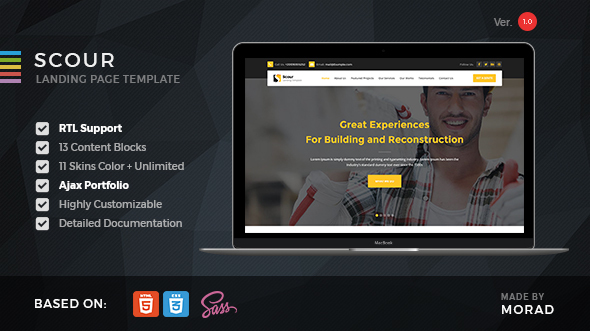 Scour – 建筑施工HTML着陆页-蟹程序