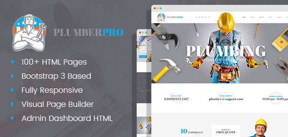 PlumberPro – 杂工/水管工服务HTML模板-蟹程序