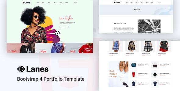 Lanes – 电子商务Bootstrap 4模板-蟹程序