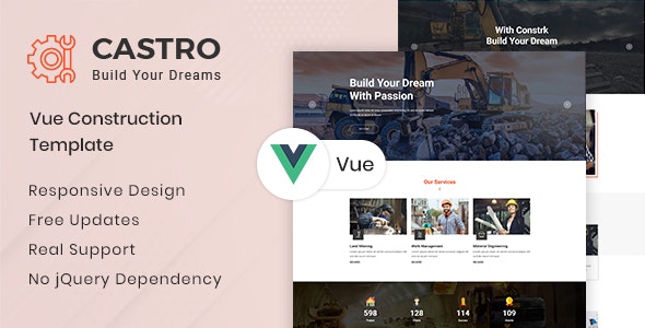 Castro – Vue JS 框架网站模板 – v1.0-蟹程序