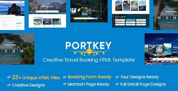 PortKey – 旅游景点预定网站HTML5模板 – v6h7t-蟹程序