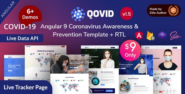 Qovid – COVID-19医疗预防冠状病毒Angular 9网站模板 – v1.5-蟹程序