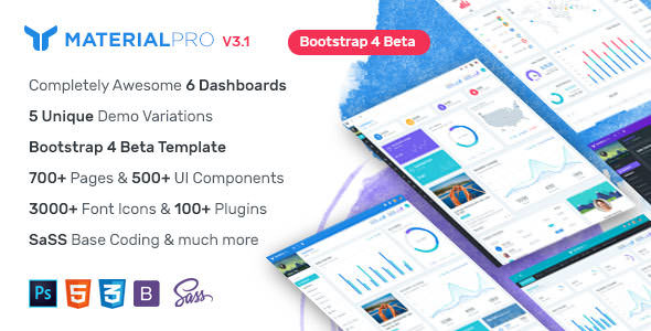 MaterialPro – 响应式Bootstrap 4 管理面板 – v4.7-蟹程序