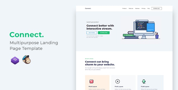 Connect – 多用途应用程序软件着陆页HTML模板-蟹程序