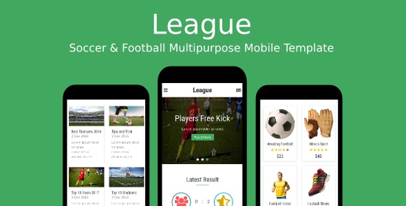 League – 多用途足球运动手机版HTML5模板-蟹程序