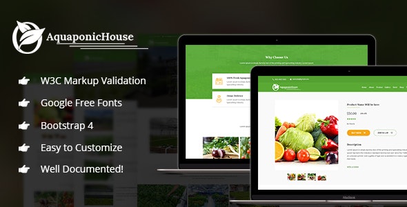 Aquaponic House Bootstrap Template 养殖有机商品HTML5模板-蟹程序