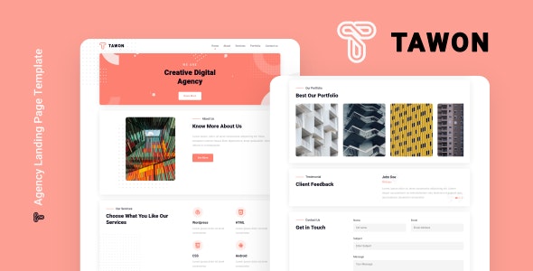 Tawon – 企业机构着陆页HTML5网站模板-蟹程序