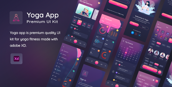 Yogaa App Premium UI Kit For XD 应用程序高级用户界面套件-蟹程序