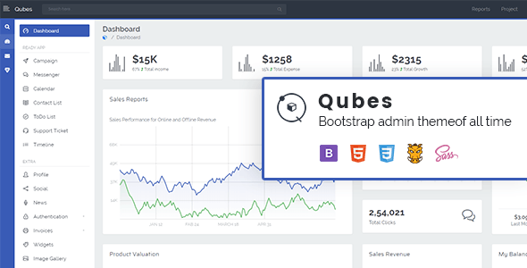 Qubis – 多用途 Bootstrap 管理网站模板-蟹程序