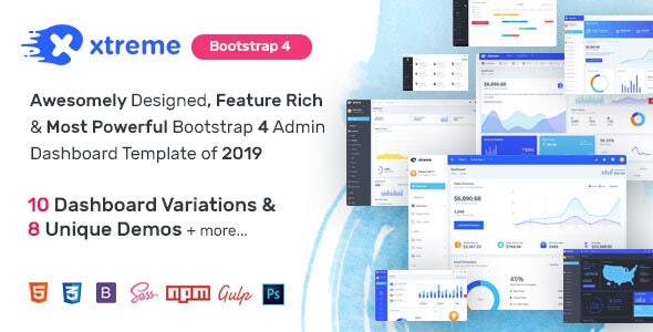 Xtreme Admin – 功能强大的Bootstrap 4仪表板模板 – v1.0.1-蟹程序