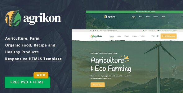 Agrikon – 农业农场有机食品畜牧业HTML模板-蟹程序