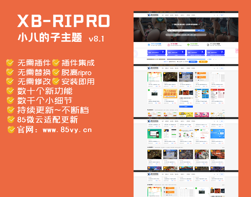 2021-08-06【RiPro子主题】小八子主题v8.1，极致美化，功能超乎所想-蟹程序