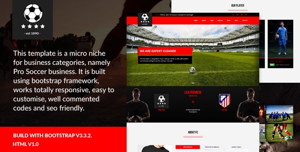 Pro Soccer – 足球俱乐部HTML5模板-蟹程序