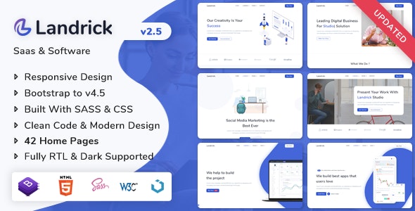 Landrick – Saas 软件应用程序网站HTML面板 – v4.4-蟹程序