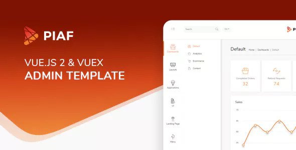 Piaf Vuejs – Vuejs 后台管理HTML模板 – v5.2.2-蟹程序