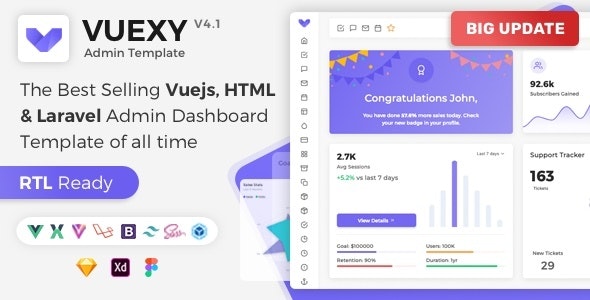 Vuexy – Vuejs/Laravel/React 后台管理仪表板HTML模板 – v9.6.1-蟹程序